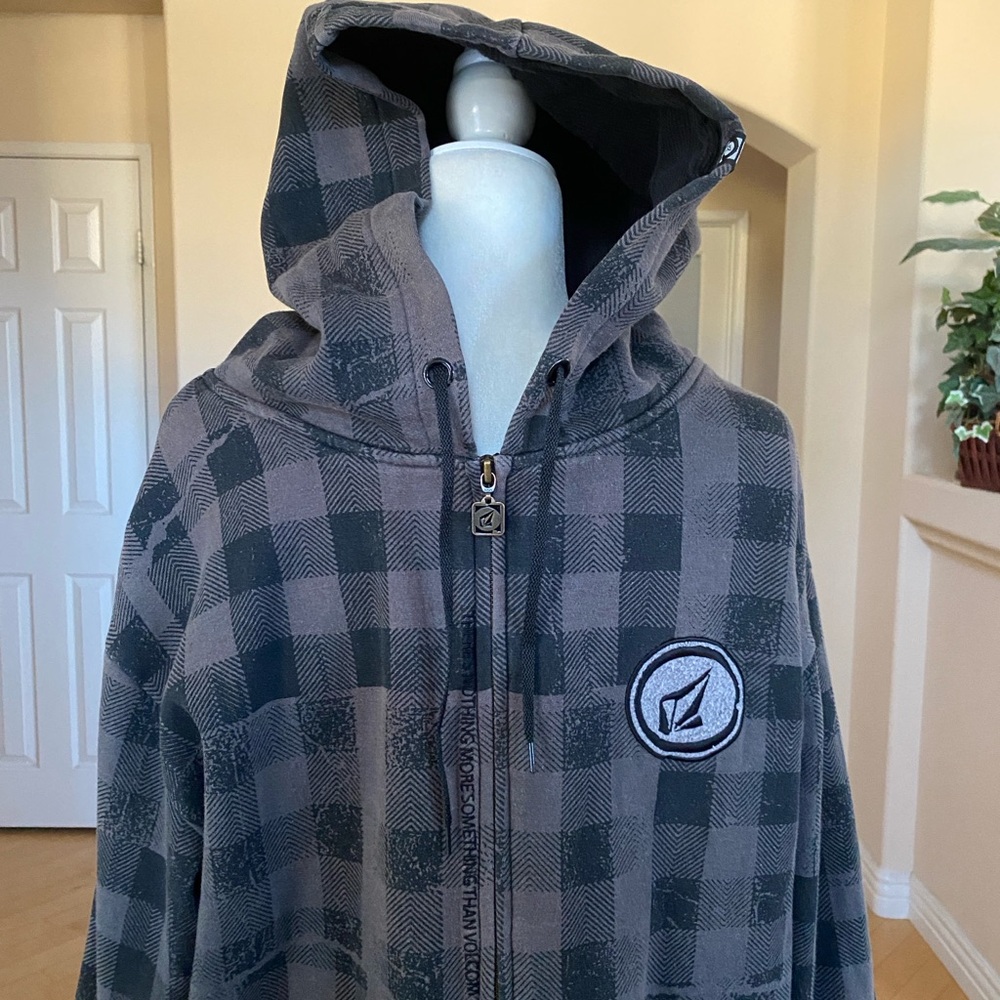 Volcom Black/Brown Jacket with Hood and Zipper XL - Picture 4 of 8